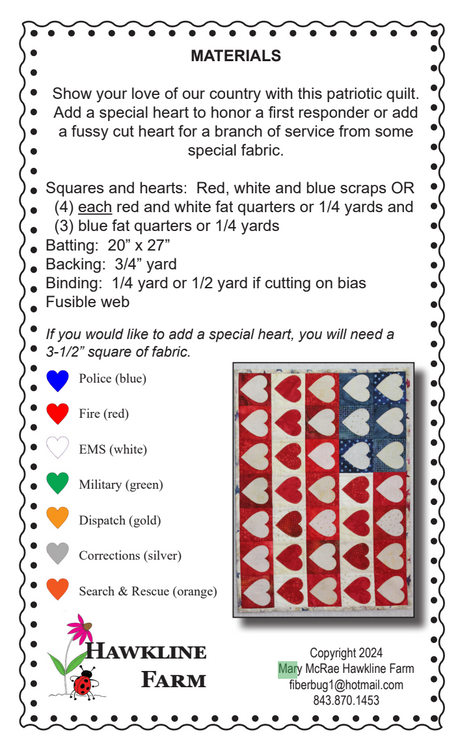 Back of the Love the USA Downloadable Pattern by Hawkline Farm Mary McRae