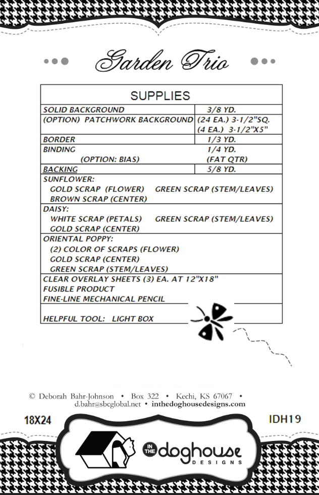 Back of the Garden Trio Quilt Pattern by In The Doghouse Designs