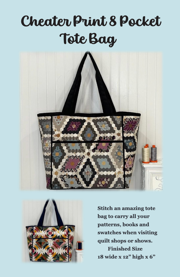 Cheater Print 8 Pocket Tote Bag Pattern by J. Minnis Designs