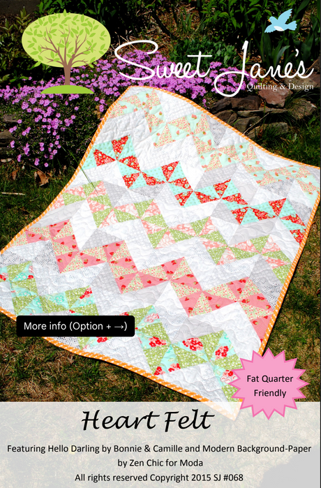 Heart Felt Downloadable Pattern by Sweet Janes Quilting and Design