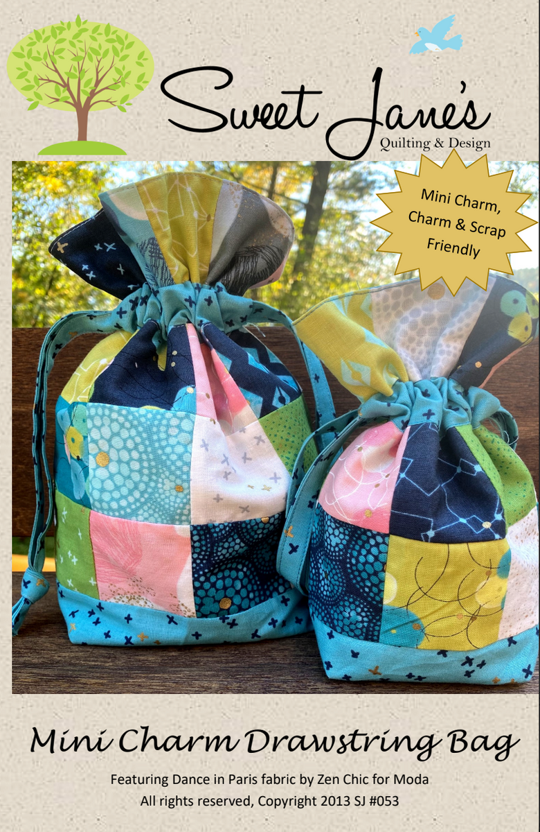 Drawstring Sample Book Mini Charm Drawstring Bag Downloadable Pattern – Quilting Books ...