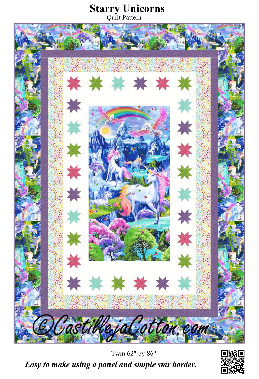 Starry Unicorns Downloadable Pattern by Castilleja Cotton