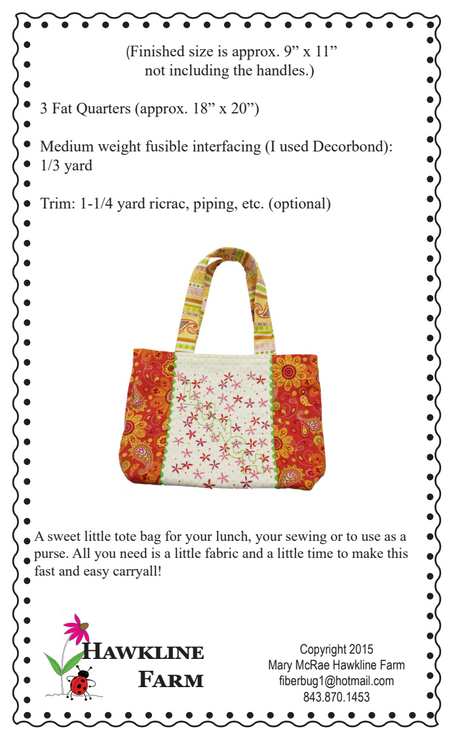 Back of the It's In The Bag  Downloadable Pattern by Hawkline Farm Mary McRae