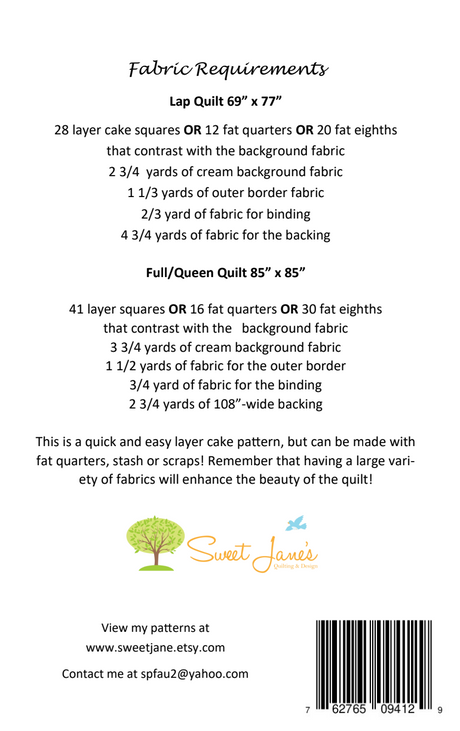 Back of the Enchanted Downloadable Pattern by Sweet Janes Quilting and Design