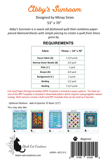 Back of the Abbys Sunroom Downloadable Pattern by Black Cat Creations