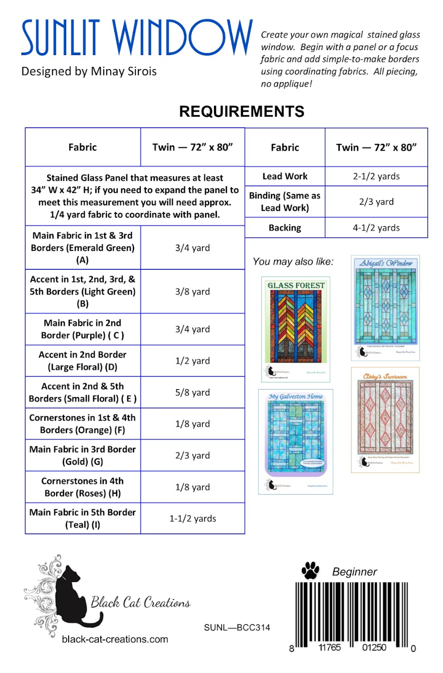 Back of the Sunlit Window Downloadable Pattern by Black Cat Creations