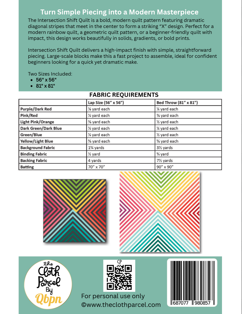Back of the Intersection Shift Pattern by Cloth Parcel