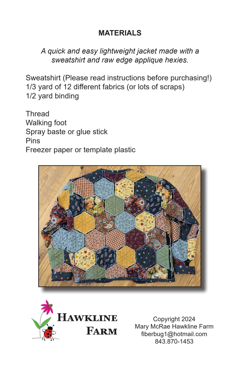 Back of the Hexie Sweatshirt Jacket Downloadable Pattern by Hawkline Farm Mary McRae