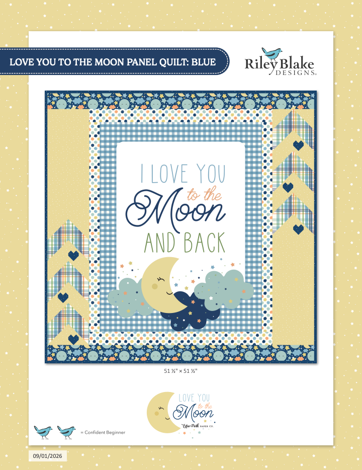 Love You to The Moon Panel Blue FREE Downloadable Pattern