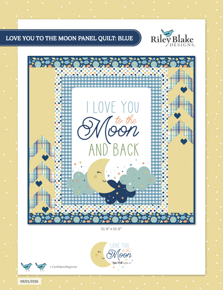 Love You to The Moon Panel Blue FREE Downloadable Pattern - Riley Blake Designs - 51½" x 51½"