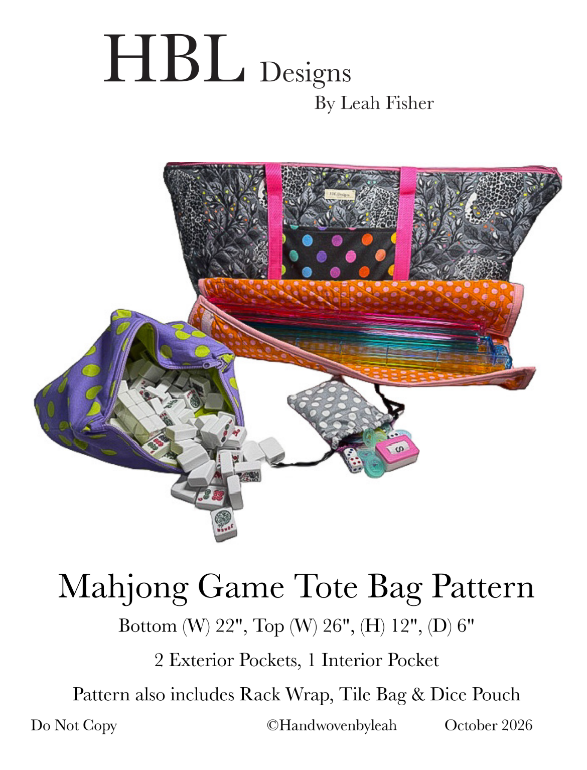 Mahjong Game Tote Bat Pattern Downloadable Pattern