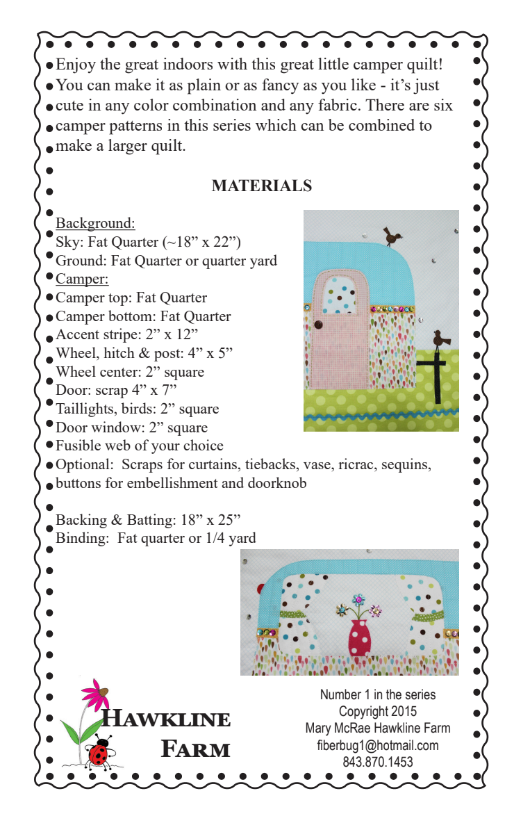 Back of the Quilt Camp! Downloadable Pattern by Hawkline Farm Mary McRae