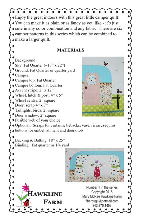 Back of the Quilt Camp! Downloadable Pattern by Hawkline Farm Mary McRae