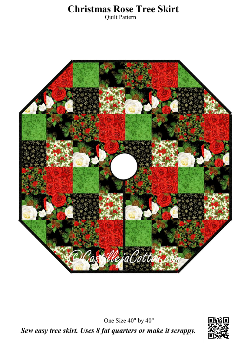 Christmas Rose Tree Skirt Downloadable Pattern by Castilleja Cotton