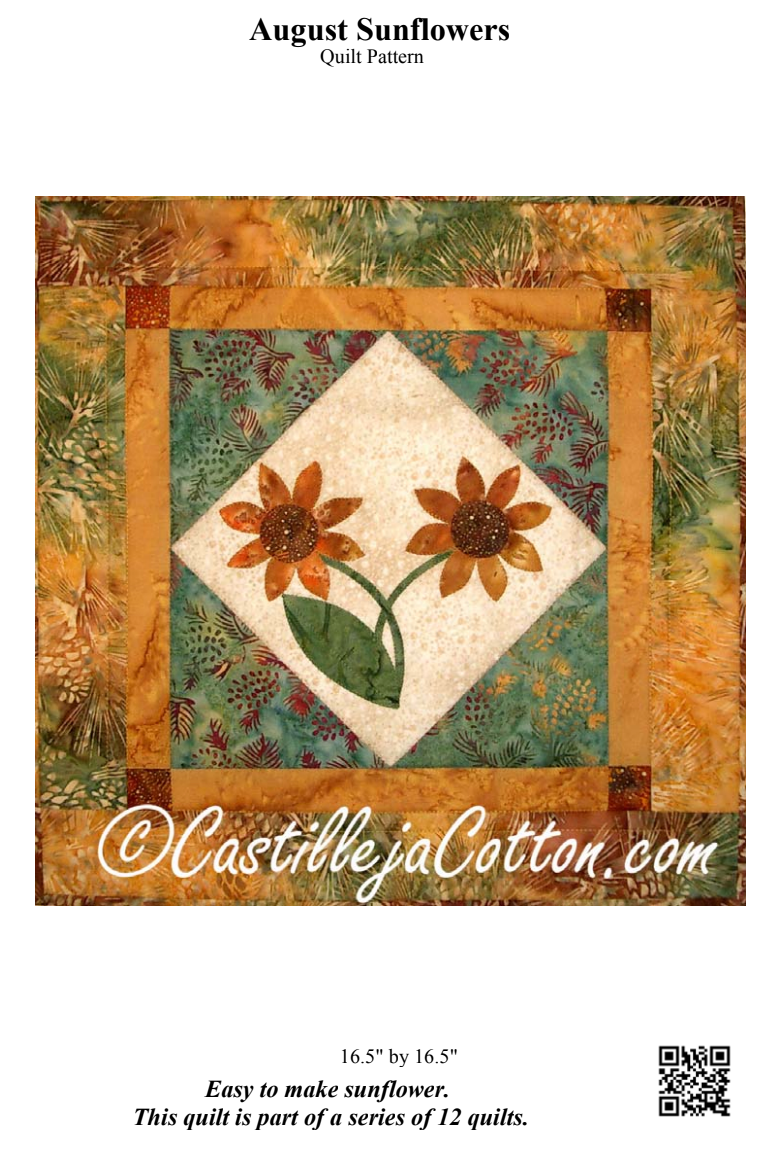 August Sunflowers Downloadable Pattern by Castilleja Cotton