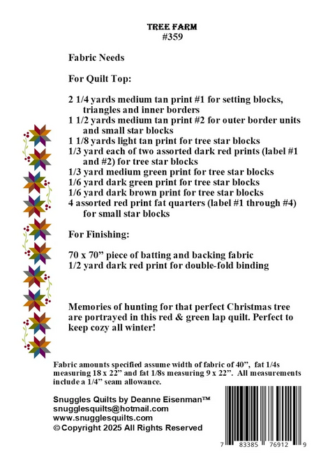 Back of the Tree Farm Downloadable Pattern by Snuggles Quilts