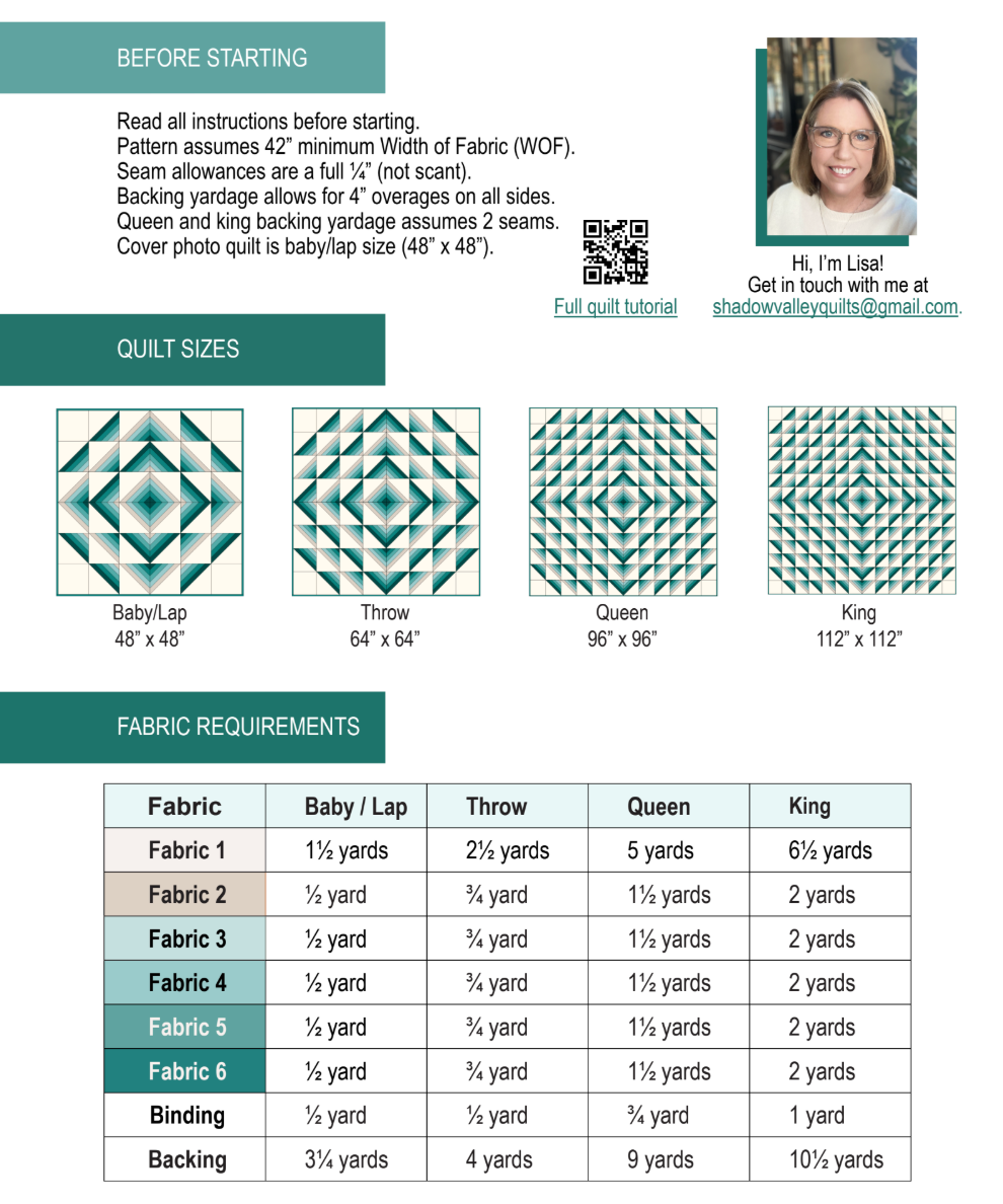 Back of the Percussion Downloadable Pattern by Shadow Valley Quilts 