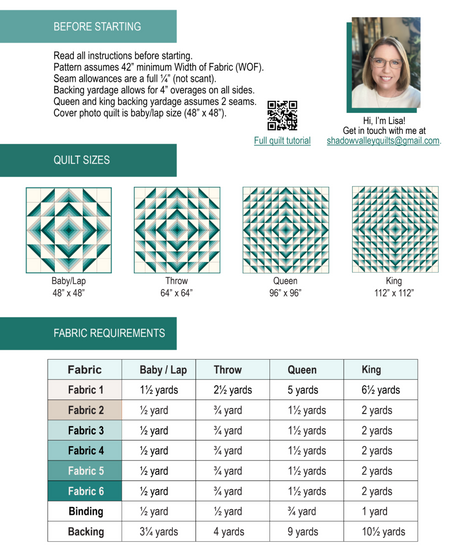 Back of the Percussion Downloadable Pattern by Shadow Valley Quilts 