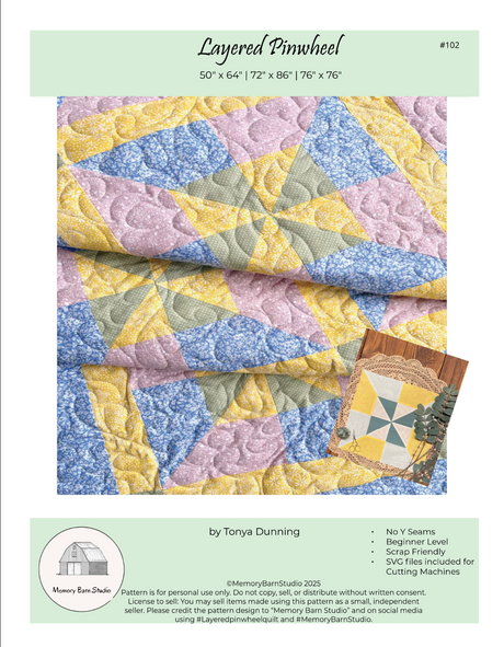 Layered Pinwheel Downloadable Pattern by Memory Bard Studio