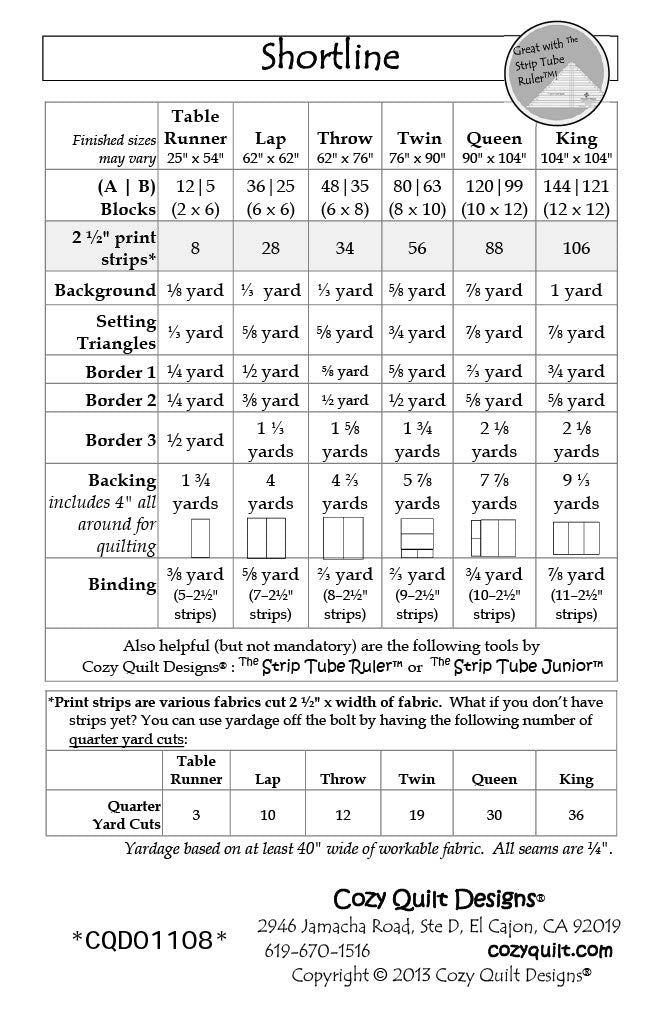 Back of the Shortline Downloadable Pattern by Cozy Quilt Designs