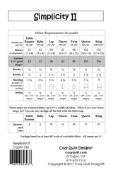 Back of the Simplicity II Downloadable Pattern by Cozy Quilt Designs
