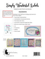 Back of the Simply Wonderful Labels Downloadable Pattern by Black Cat Creations