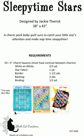 Back of the Sleepytime Stars Downloadable Pattern by Black Cat Creations
