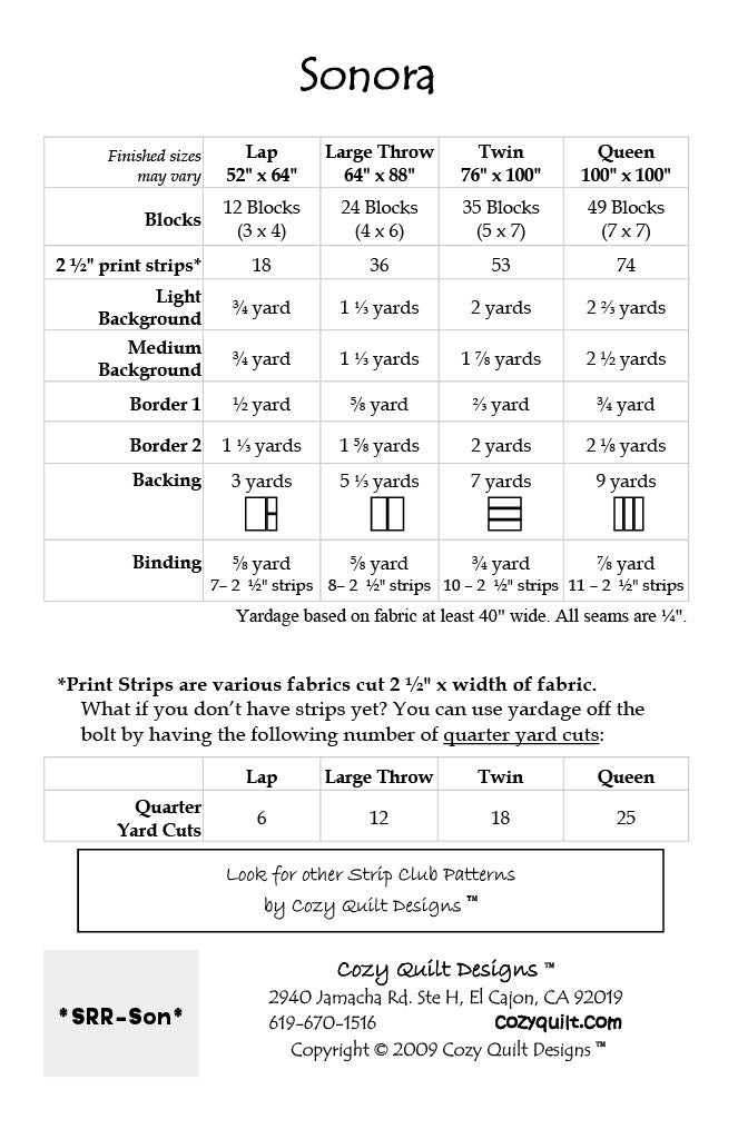 Back of the Sonata Downloadable Pattern by Cozy Quilt Designs