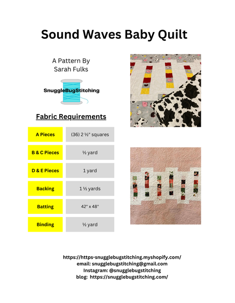 Back of the Sound Waves Baby Quilt Downloadable Pattern by Snuggle Bug Stitching