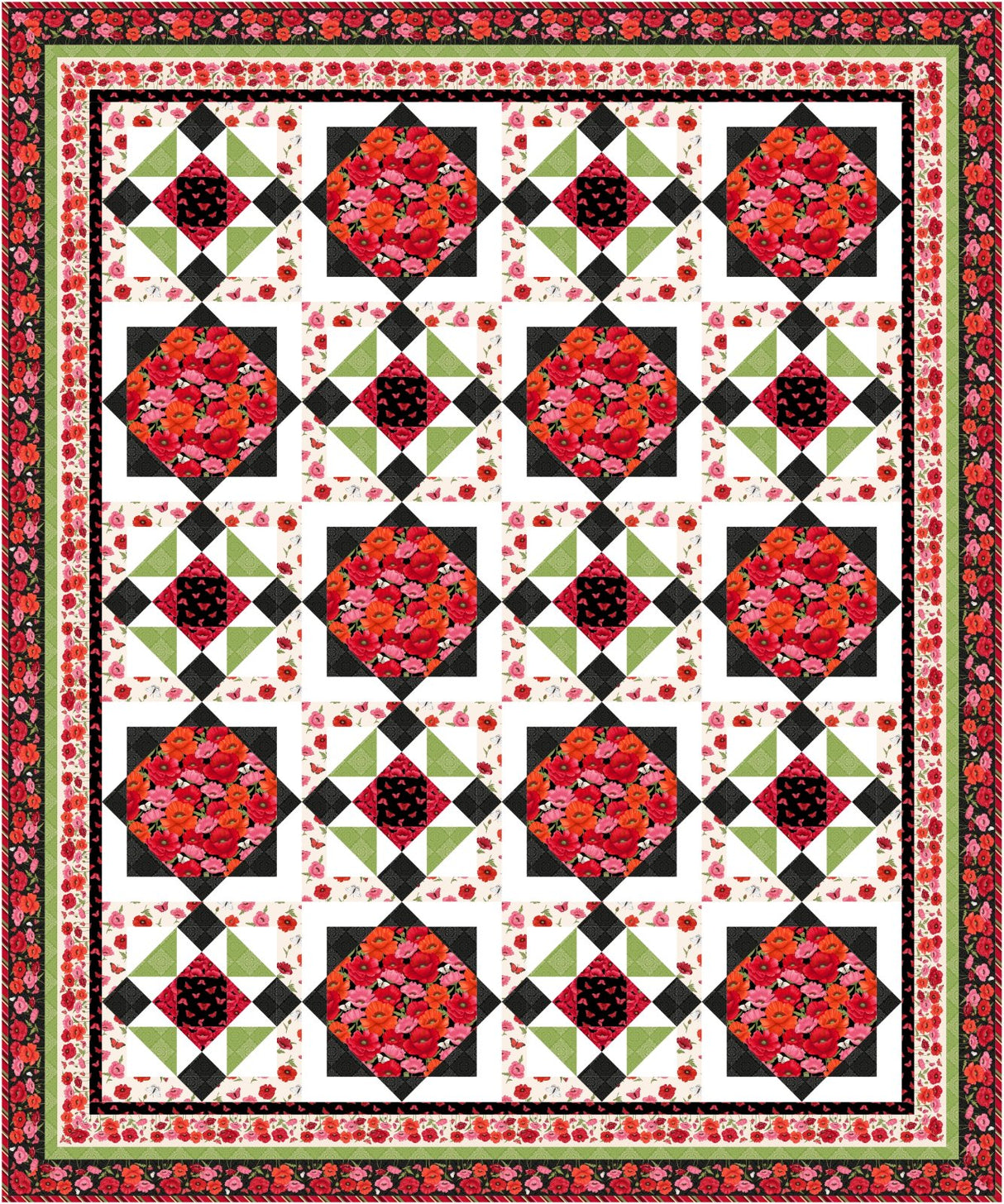 Springtime Poppies Downloadable Pattern by Needle In A Hayes Stack