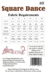 Back of the Square Dance Quilt Pattern by Happy Quilting Melissa Corry