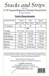 Back of the Stacks and Strips Pattern by Quilting Renditions