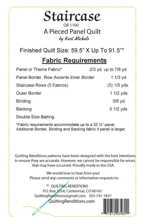 Back of the Staircase Pattern by Quilting Renditions