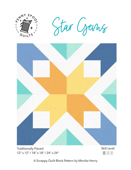 Star Gems Quilt Block Downloadable Pattern by Penny Spool Quilts Pattern