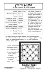 Back of the Starry Night Downloadable Pattern by Cozy Quilt Designs