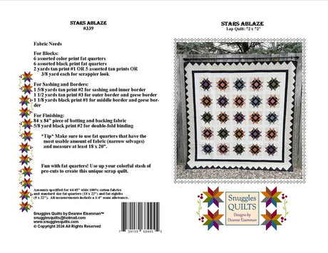 Back of the Stars Ablaze Downloadable Pattern by Snuggles Quilts