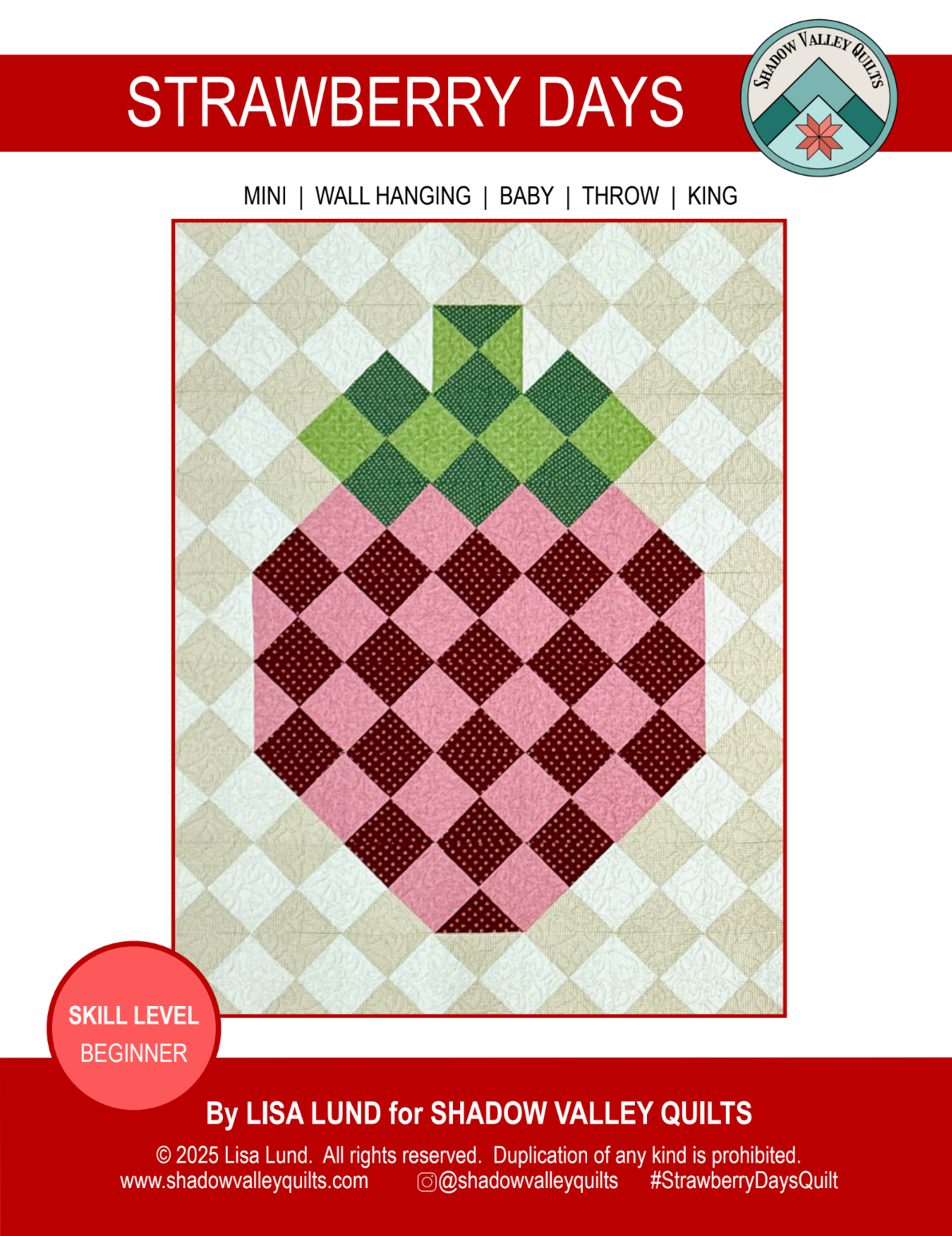 Strawberry Days Downloadable Pattern by Shadow Valley Quilts 