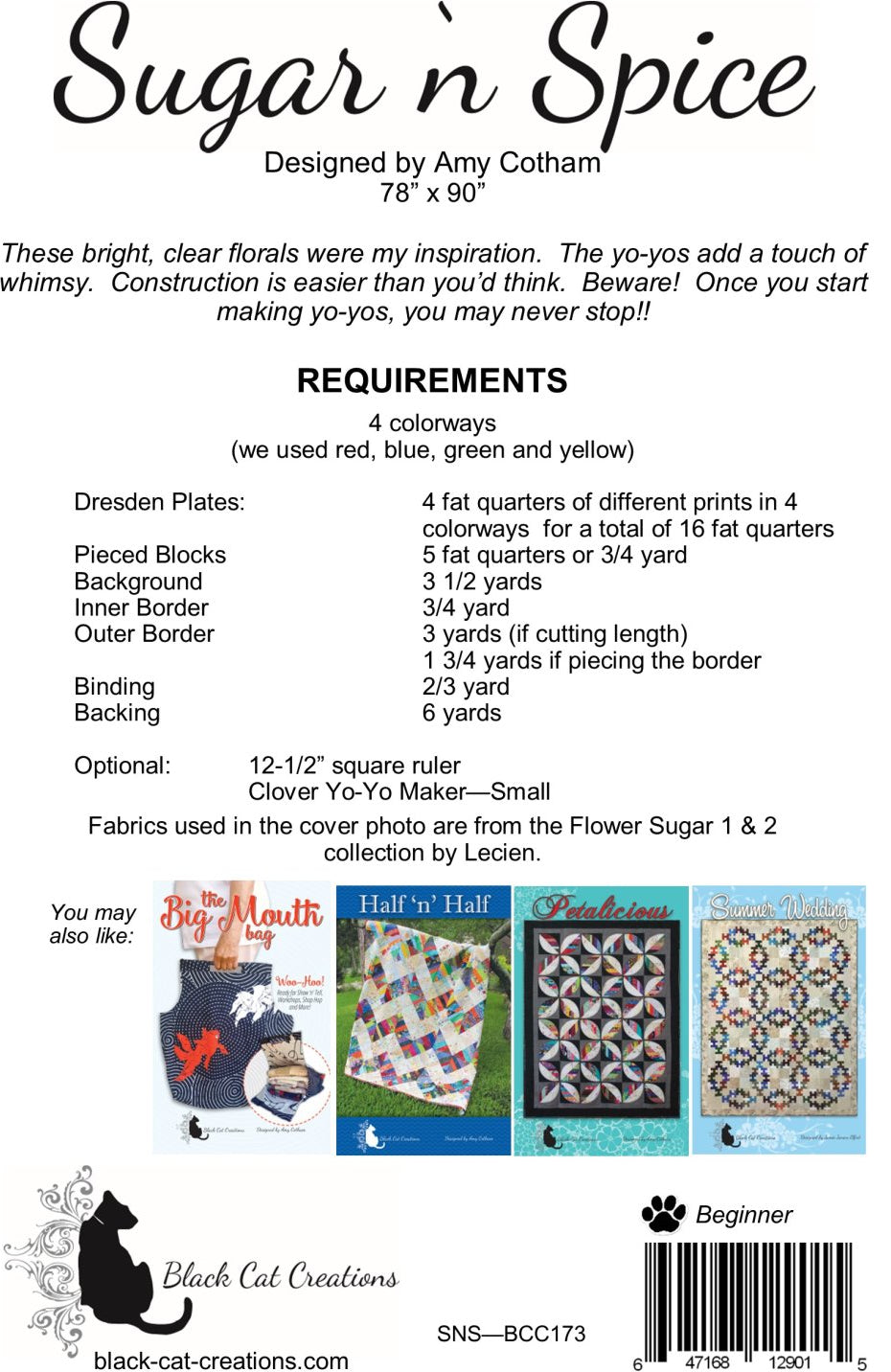 Back of the Sugar 'n Spice Downloadable Pattern by Black Cat Creations