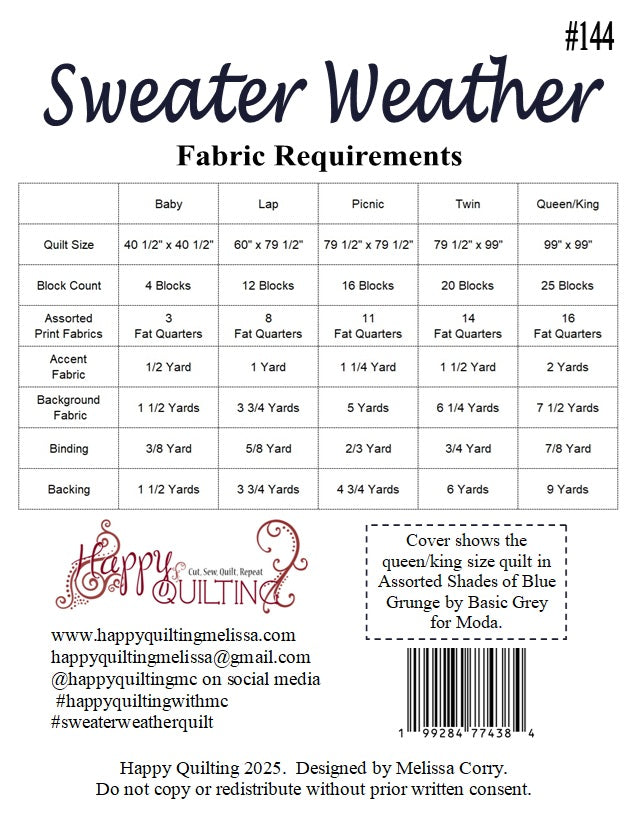 Back of the Sweater Weather Downloadable Pattern by Happy Quilting Melissa Corry