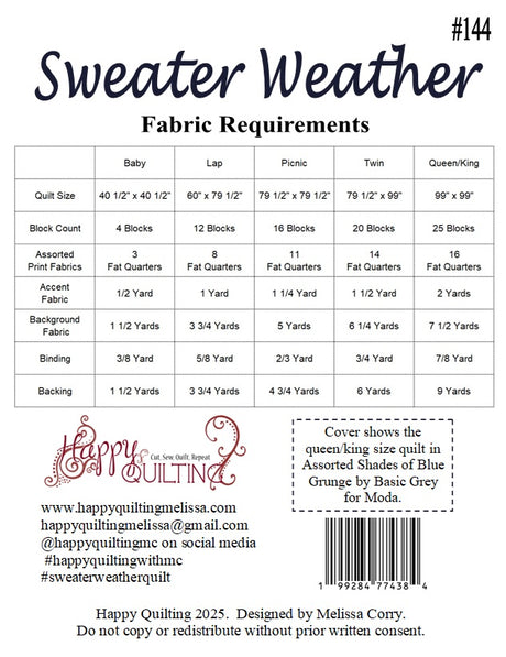 Back of the Sweater Weather Downloadable Pattern by Happy Quilting Melissa Corry