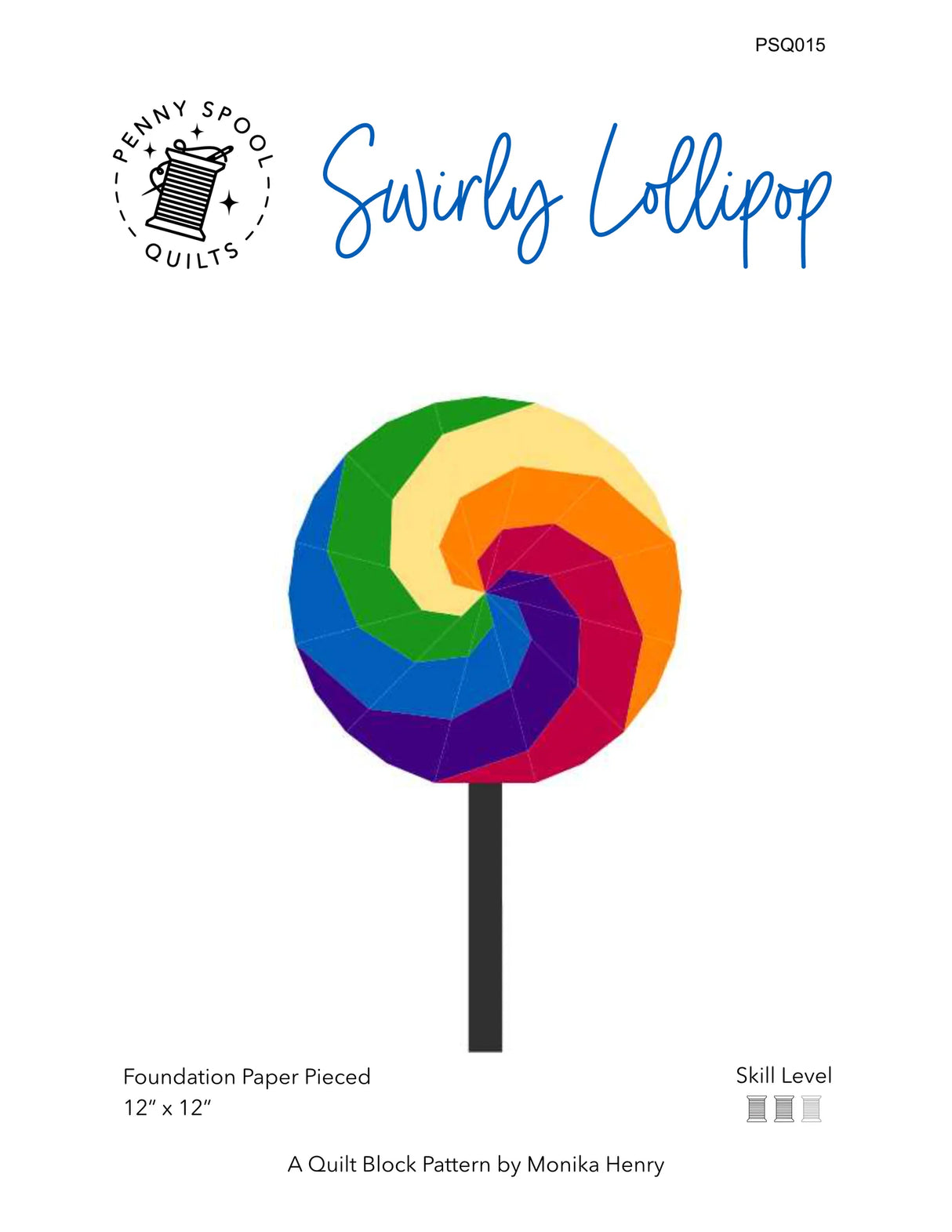 Swirly Lollipop Quilt Block Downloadable Pattern by Penny Spool Quilts Pattern