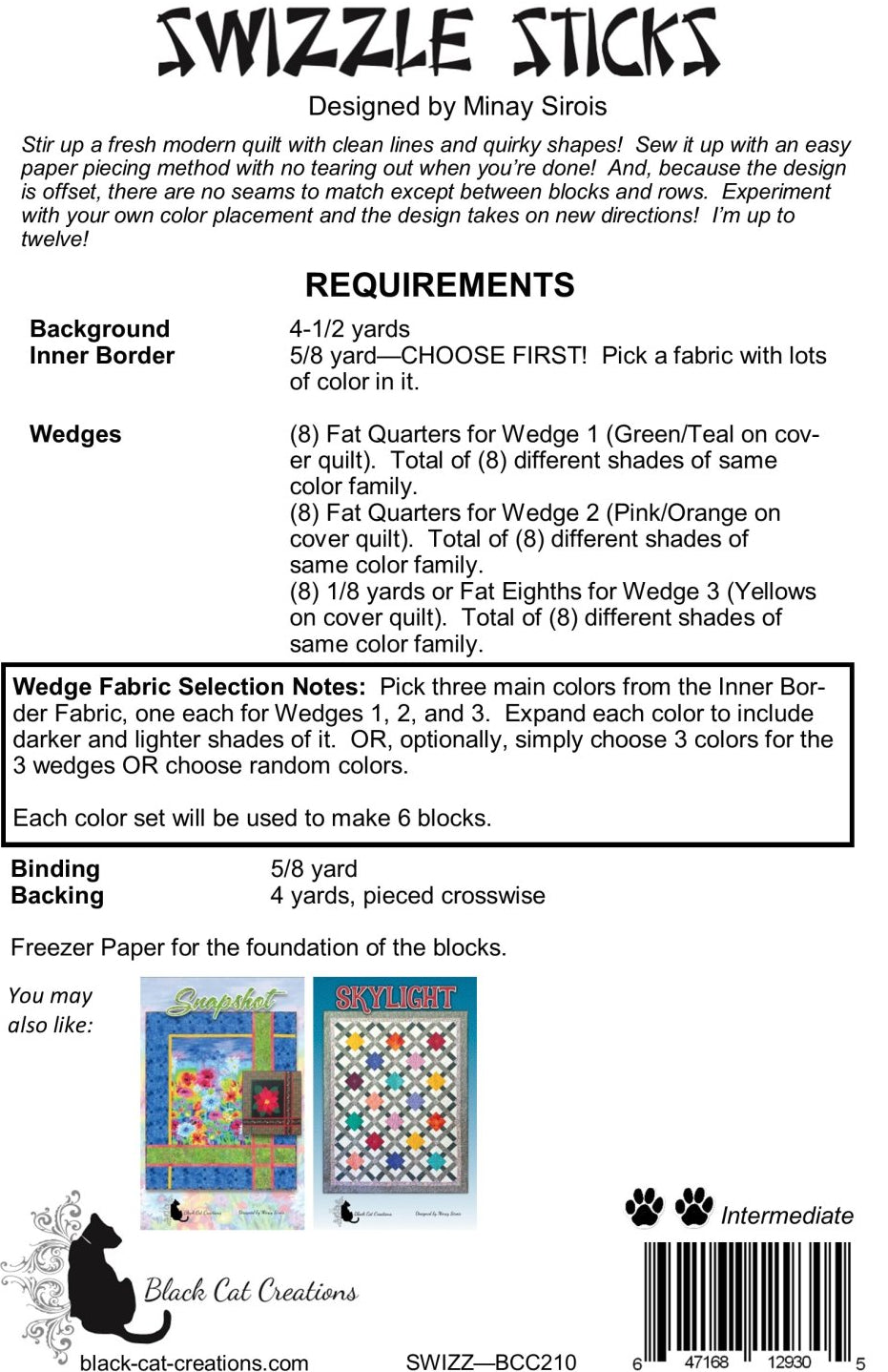 Back of the Swizzle Sticks Downloadable Pattern by Black Cat Creations