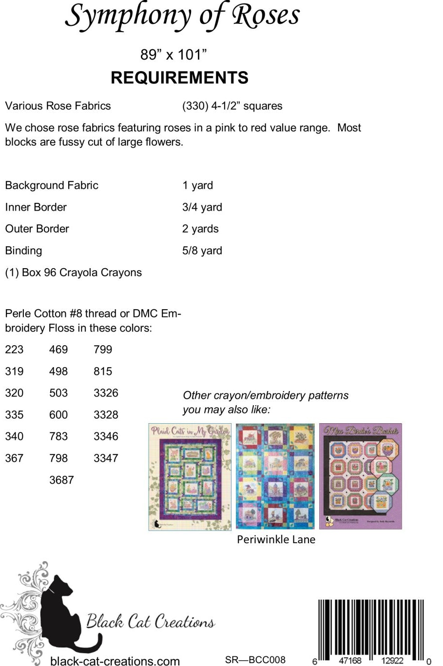 Back of the Symphony of Roses Downloadable Pattern by Black Cat Creations