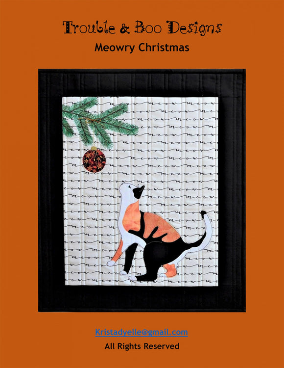 Meowry Christmas Quilt Pattern by Trouble and Boo Designs