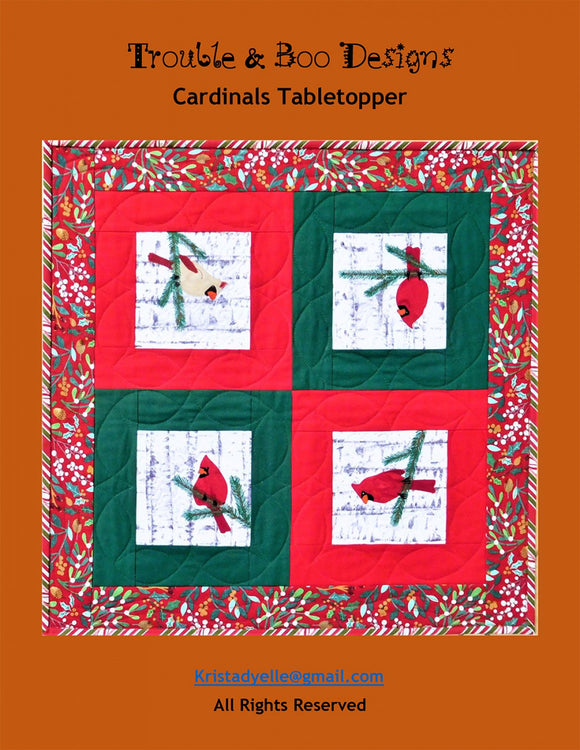 Cardinals Table Topper Pattern by Trouble and Boo Designs