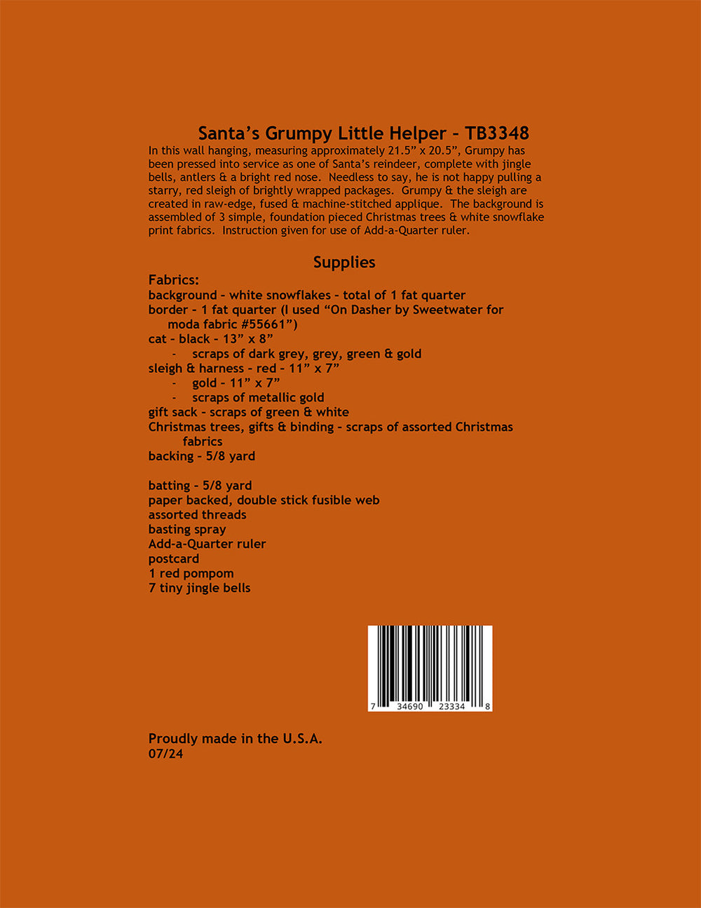 Santa's Grumpy Little Helper Quilt Pattern – Quilting Books Patterns ...