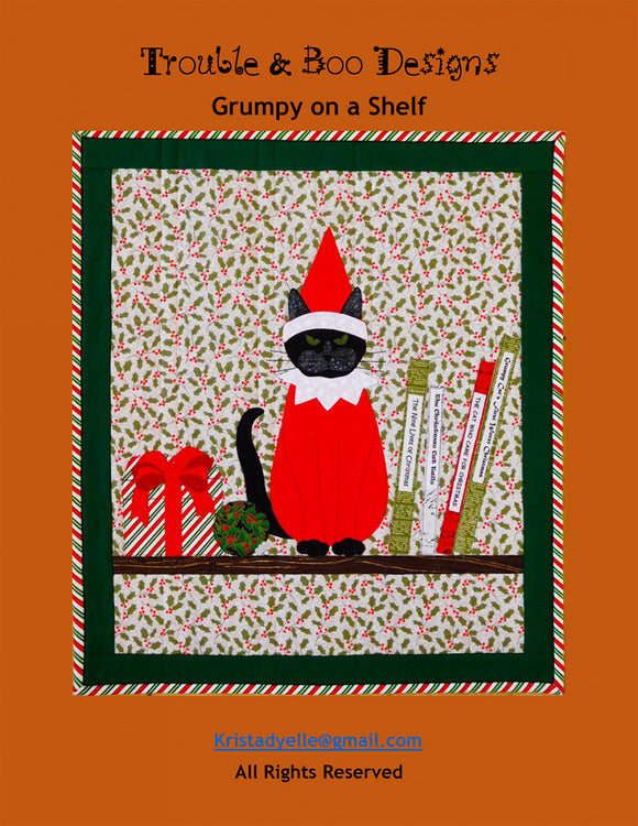 Grumpy on a Shelf Quilt Pattern by Trouble and Boo Designs