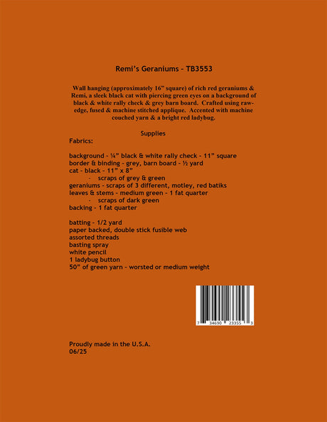 Back of the Remi's Geraniums by Trouble & Boo Designs