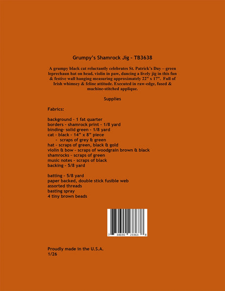 Back of the Grumpy's Shamrock Jig by Trouble & Boo Designs