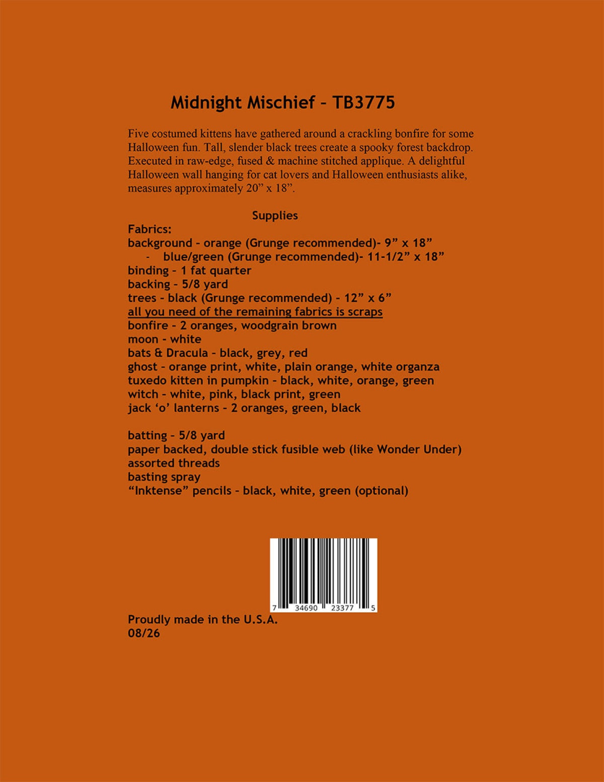 Back of the Midnight Mischief by Trouble & Boo Designs